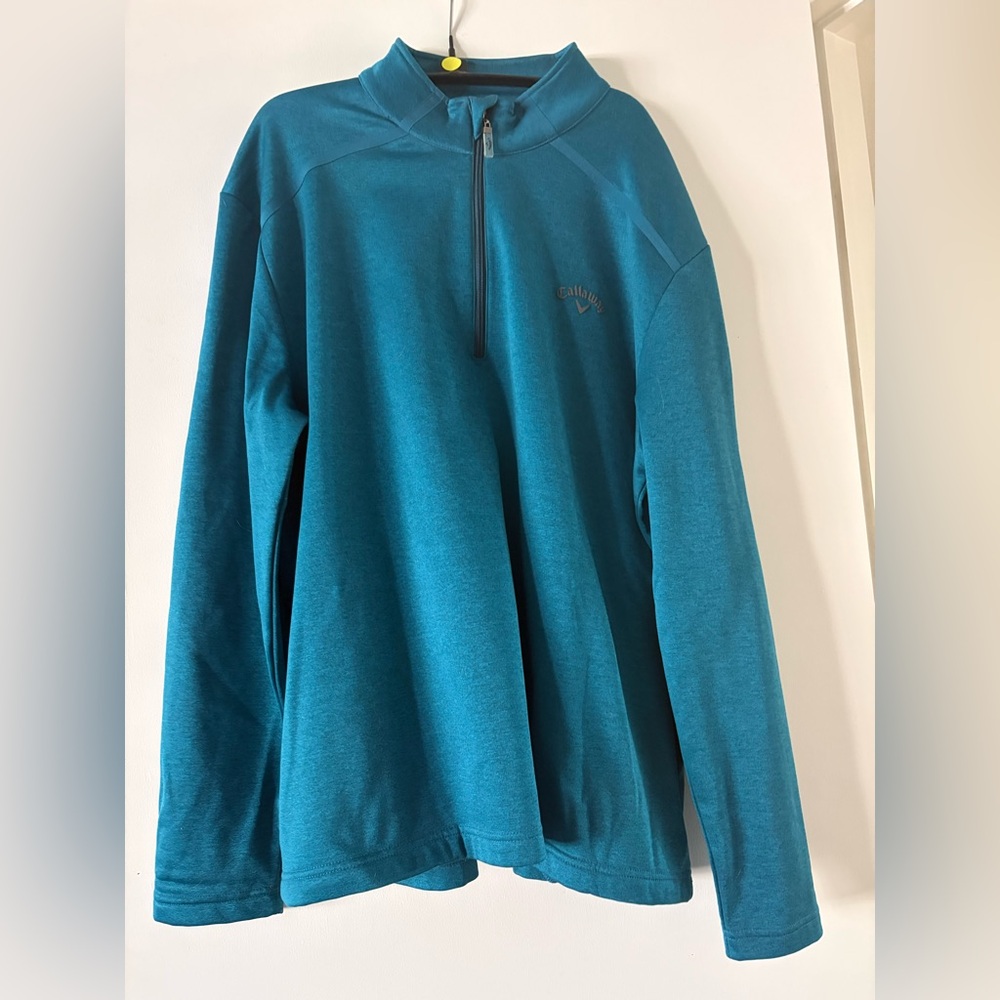Callaway Men’s 1/2-Zip Golf Pullover Jacket Heathered Teal Pockets